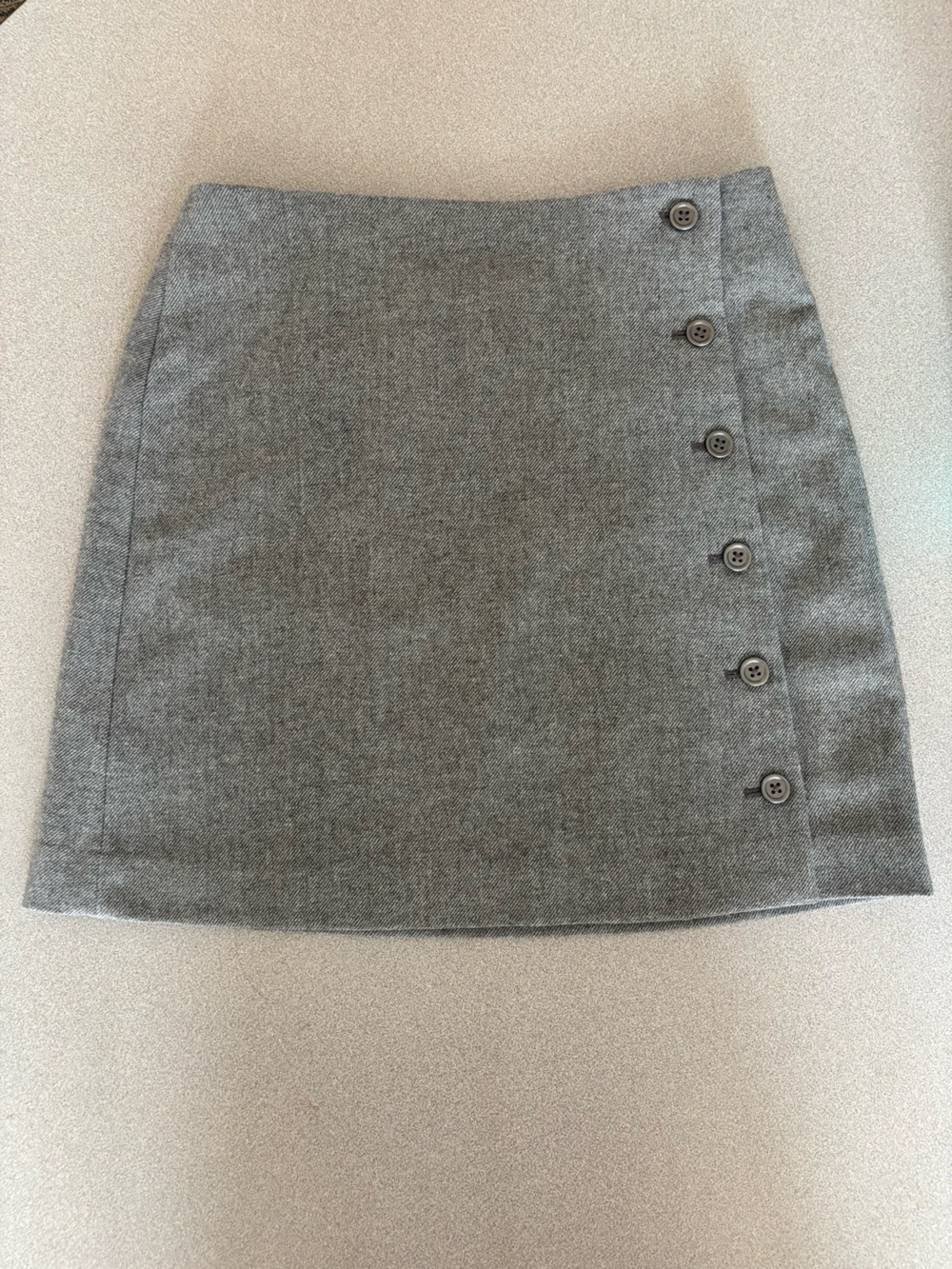 Banana Republic Gray A Line Wool Blend Mini Skirt with Buttons- size 2